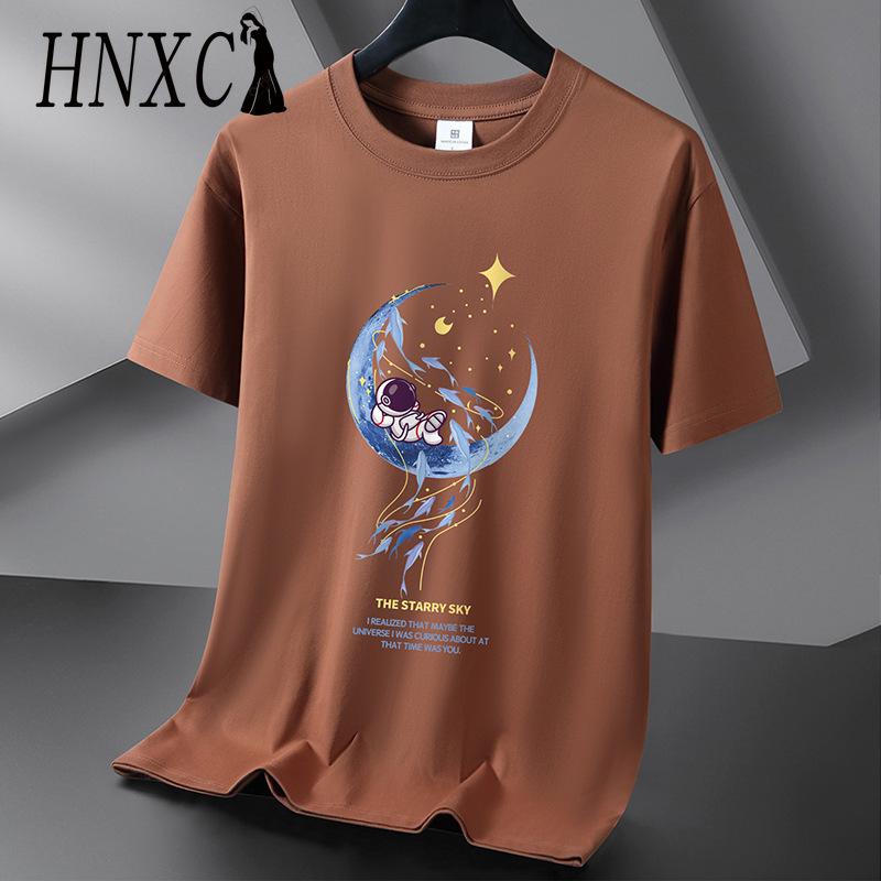HNXC Bavlněné tričko s krátkým rukávem Pánská móda Košile s volným polovičním rukávem Košile s potiskem