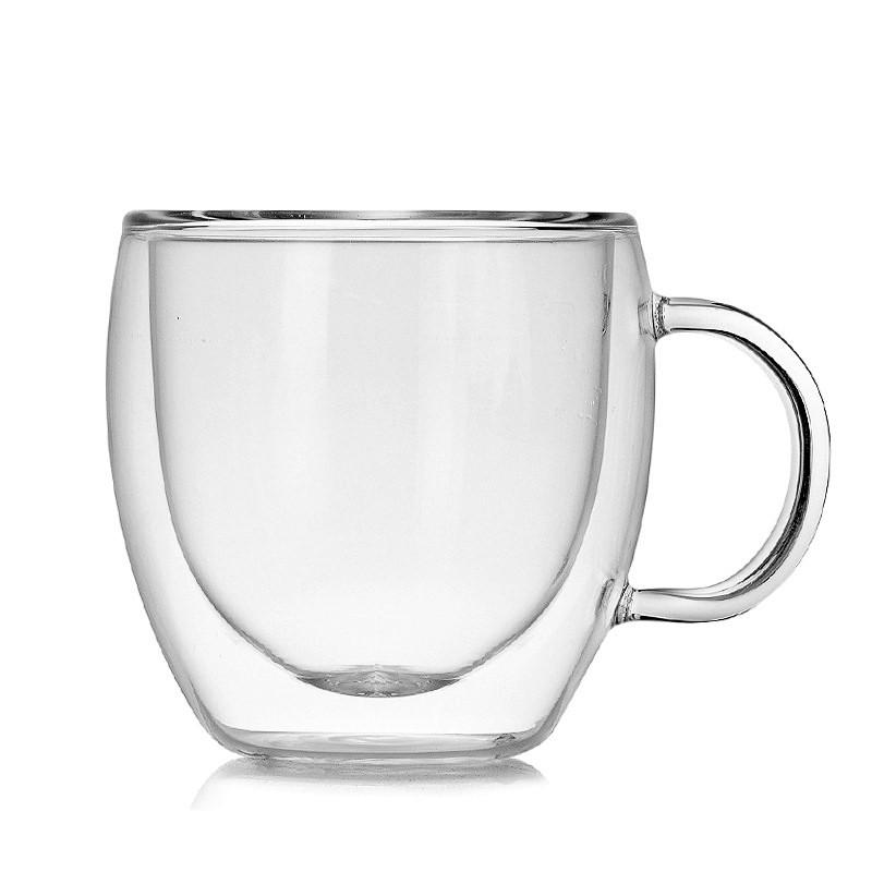 90ml 250ml Two size Double Wall Glass Cup With the Handle Coffee Mugs Kungfu Tea Cup Milk Juice Healthy Drink Mug