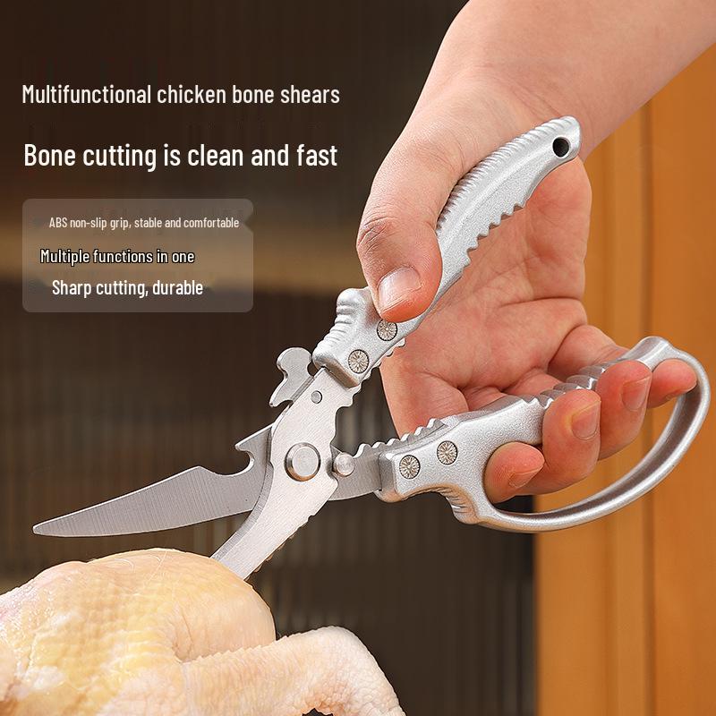 Multifunctional Kitchen Scissors: Cut Meat, Vegetables, Fish & Bones with Non-slip Handle.