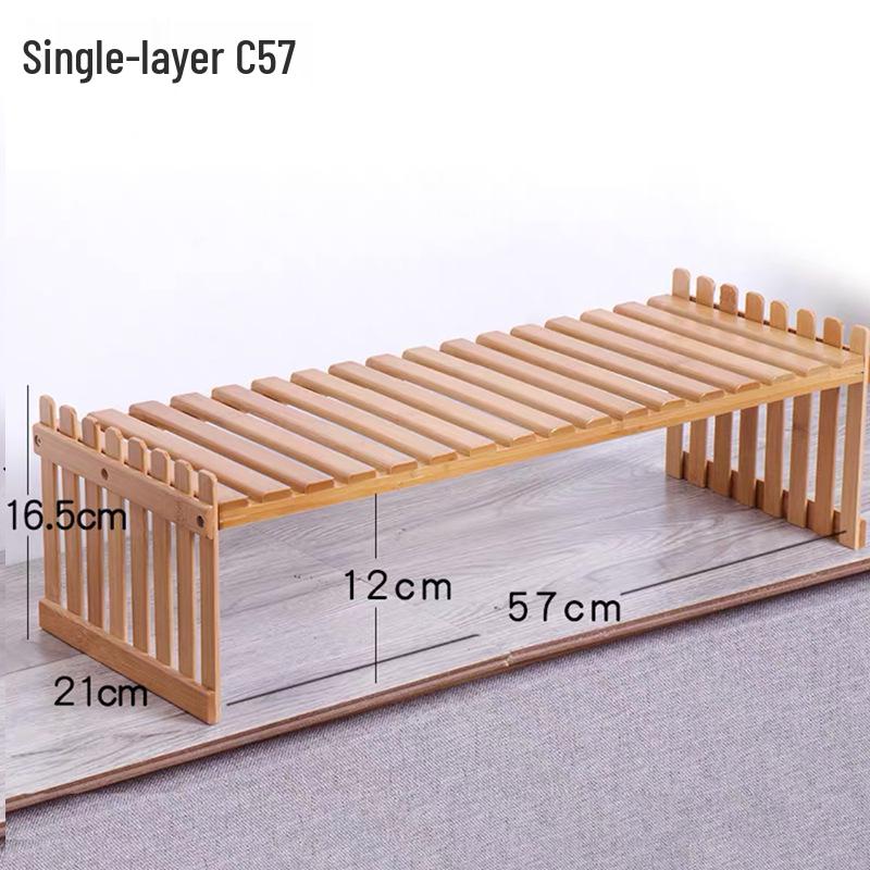 Mini Bamboo Desktop Flower Stand for Office or Window Sill - Wooden Potted Plant and Storage Rack.