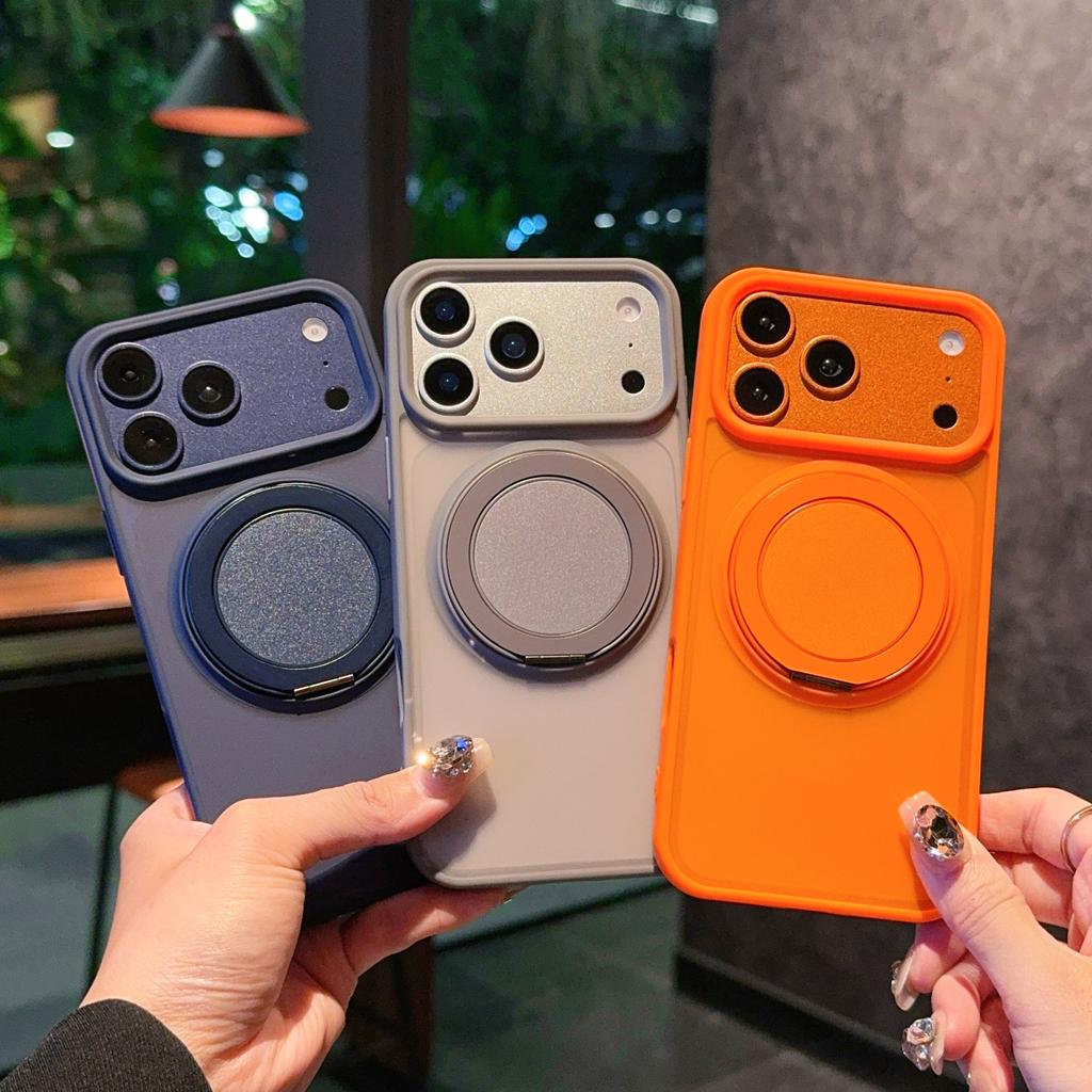 360° Roating Kickstand Ring Holder Matte Case for Magsafe Charge for iPhonne Air 17 16 15 14 Plus 13 12 11 Pro Max Armor Cover