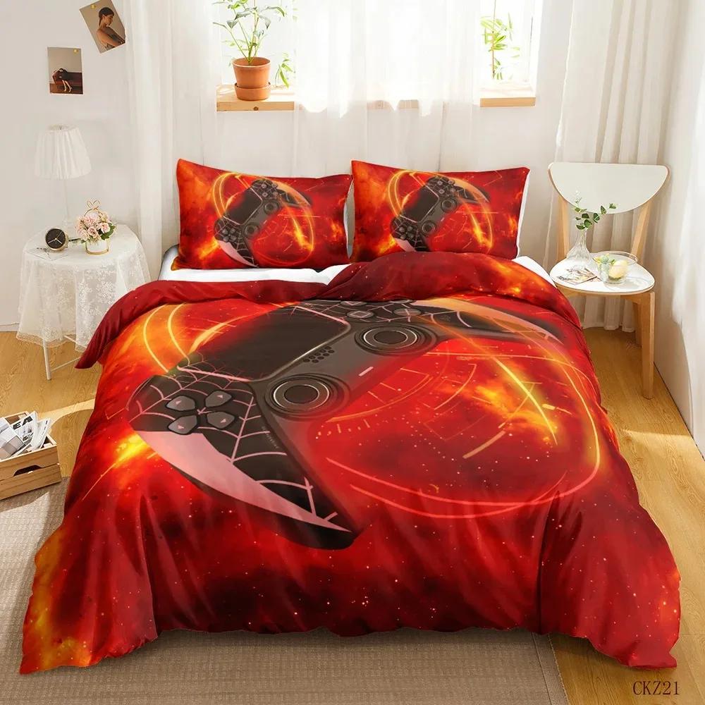 Gamer Bedding Sets For Boy, Gamepad Controller Duvet Cover Set King Size,Video Games Home Decor Comforter Cover For Teen Bedroom