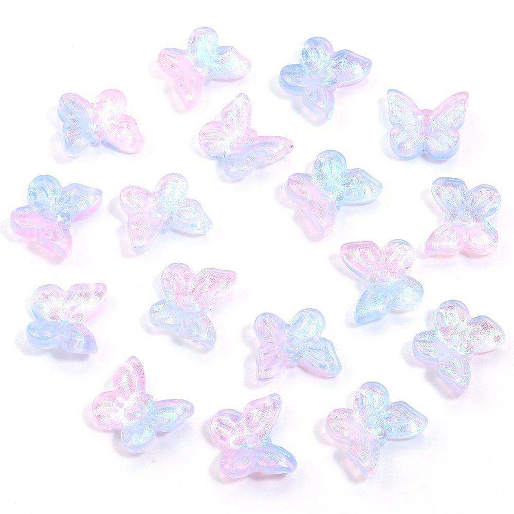 50pcs/lot Colorful Butterfly Czech Glass Beads Lampwork Spacer Beads For Jewelry Making DIY Bracelet Clothing Headwear Findings