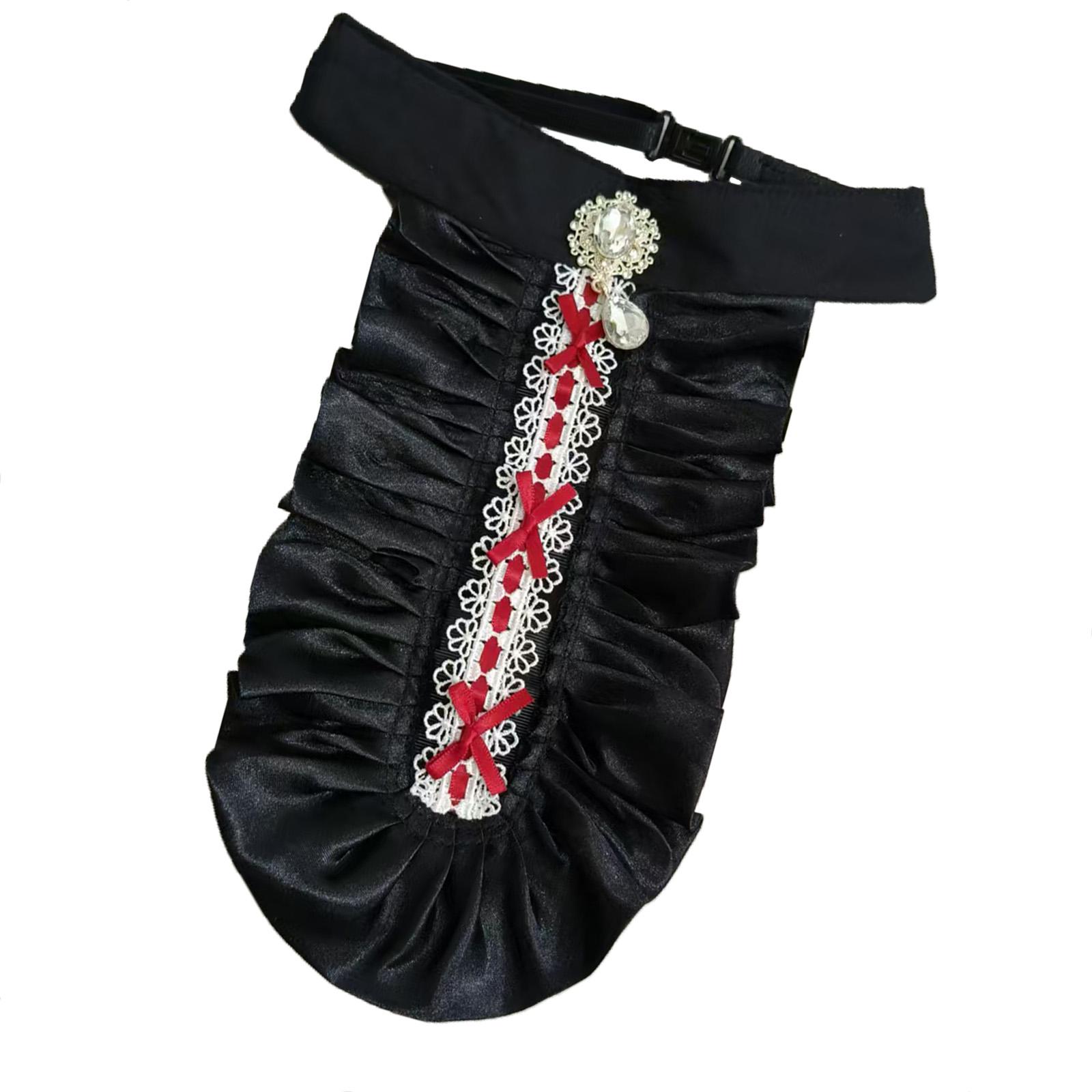

Victorians Colonial Ruffle Satins Jabot False Collar Crystal Necktie Medieval Costume Shirt Front Detachable Neck Collar A
