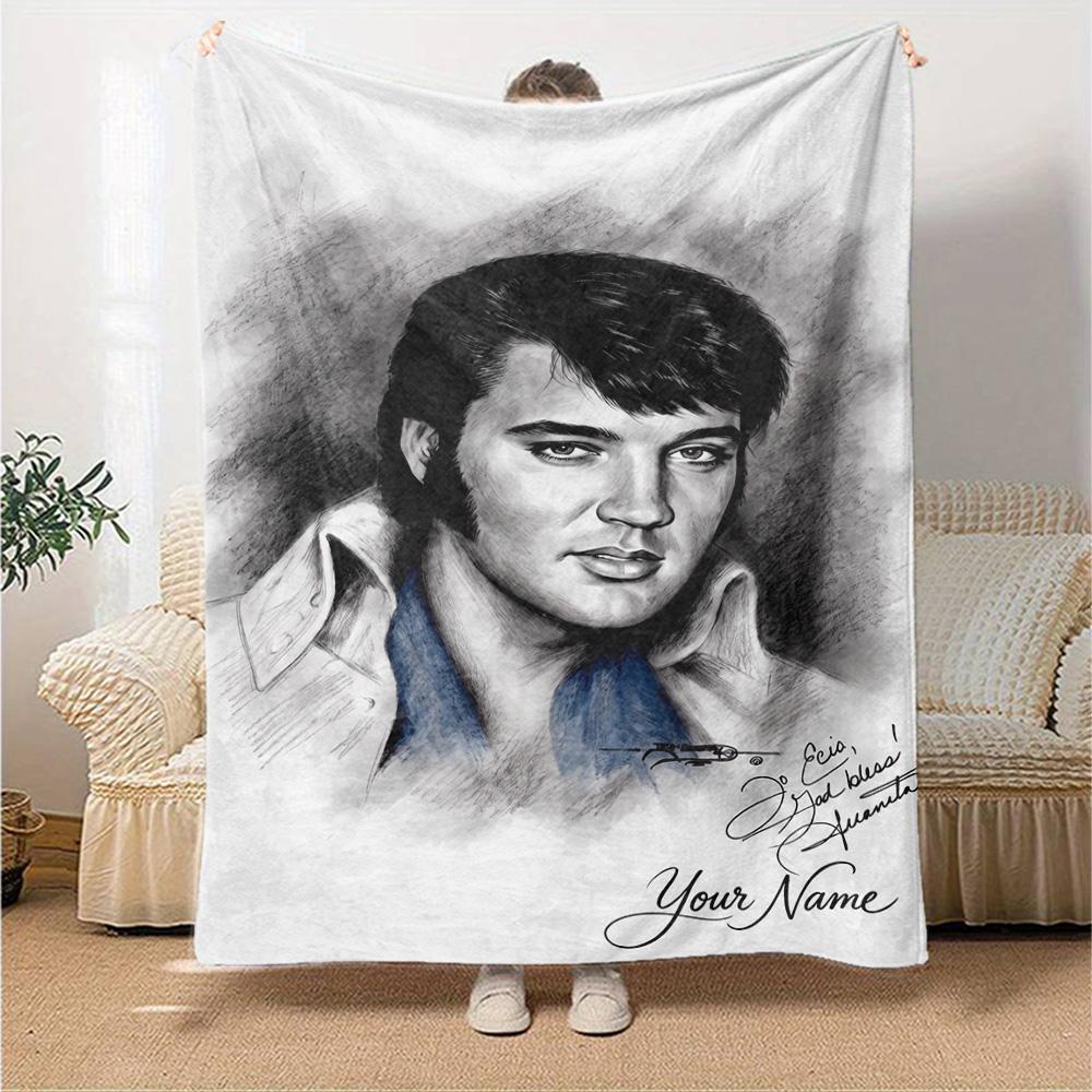 Elvis Presley Personalized Name Blanket Throw Customizable Blanket Durable Comfort Versatile for Office Office Chair Picnics Nap Four Seasons Universa