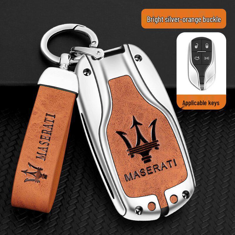 Maserati Quattroporte, Levante, Ghibli Metal Leather Key Case Protective Shell