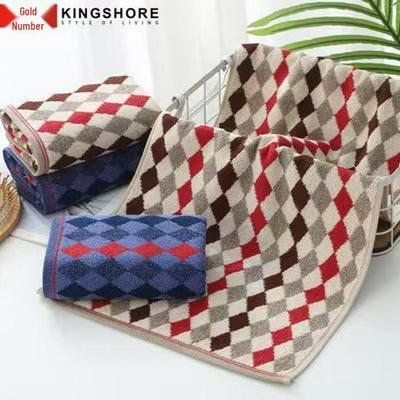 Jin Hao Jacquard Diamond Pattern Pure Cotton Face Towel, Dark Color, 72x34cm, 95g