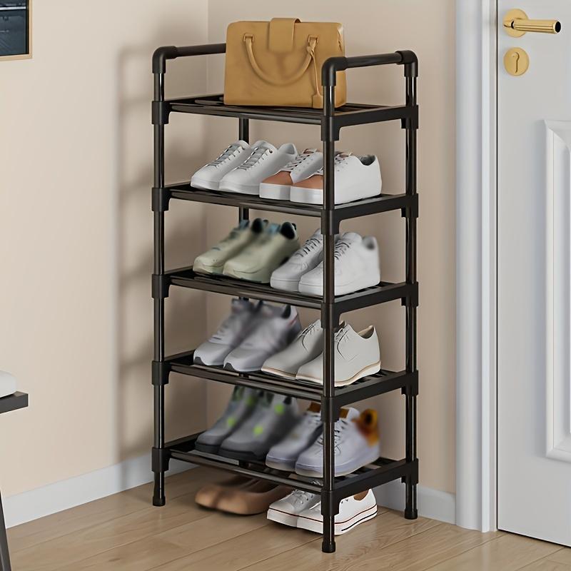Multi-Tier Metal Shoe Rack Stackable Organizer Freestanding Black Space Saving Storage for Closet Bedroom Indoor Outdoor Use