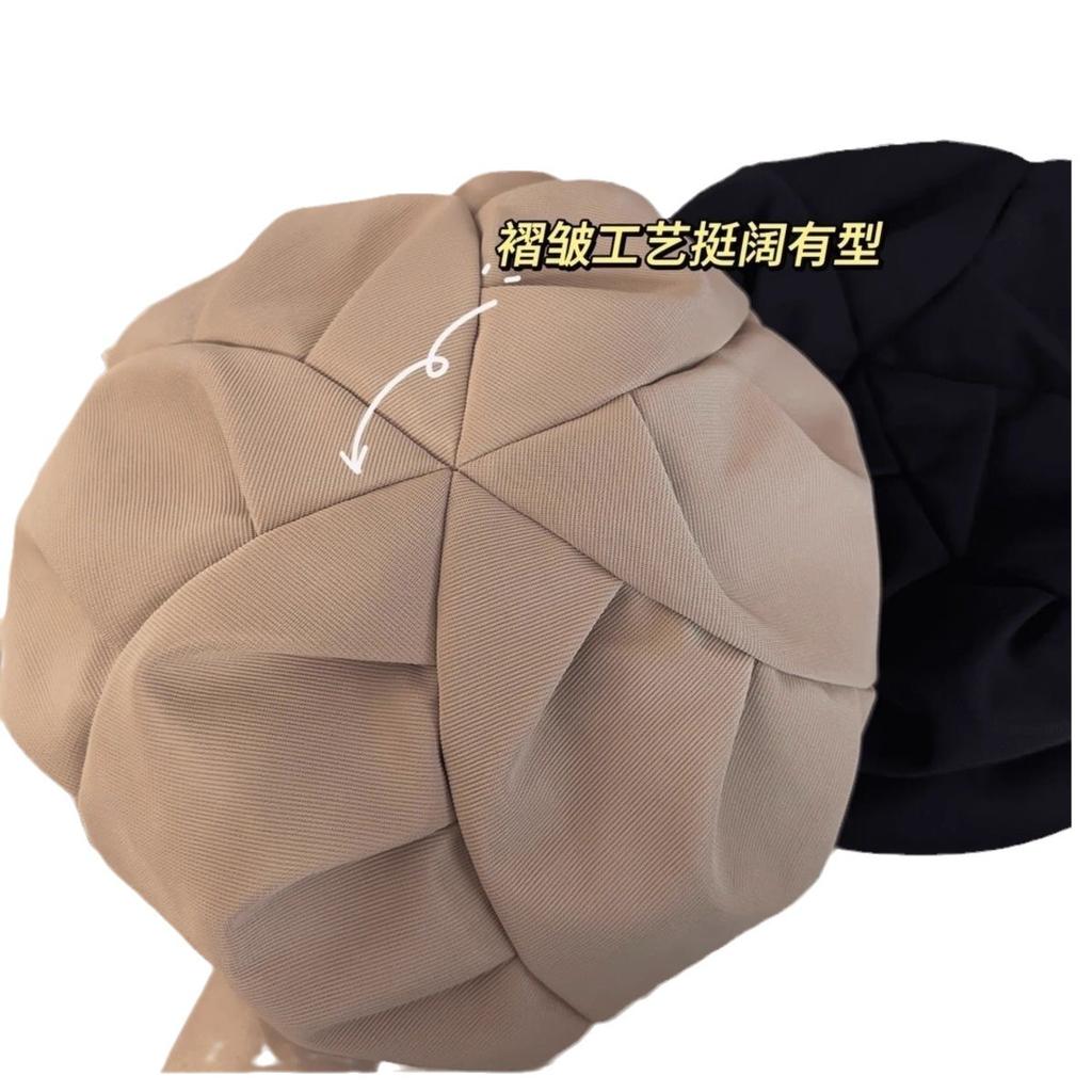 Simple pleated star anise hat women's spring and autumn fashion versatile cap trend show face small beret cloud hat