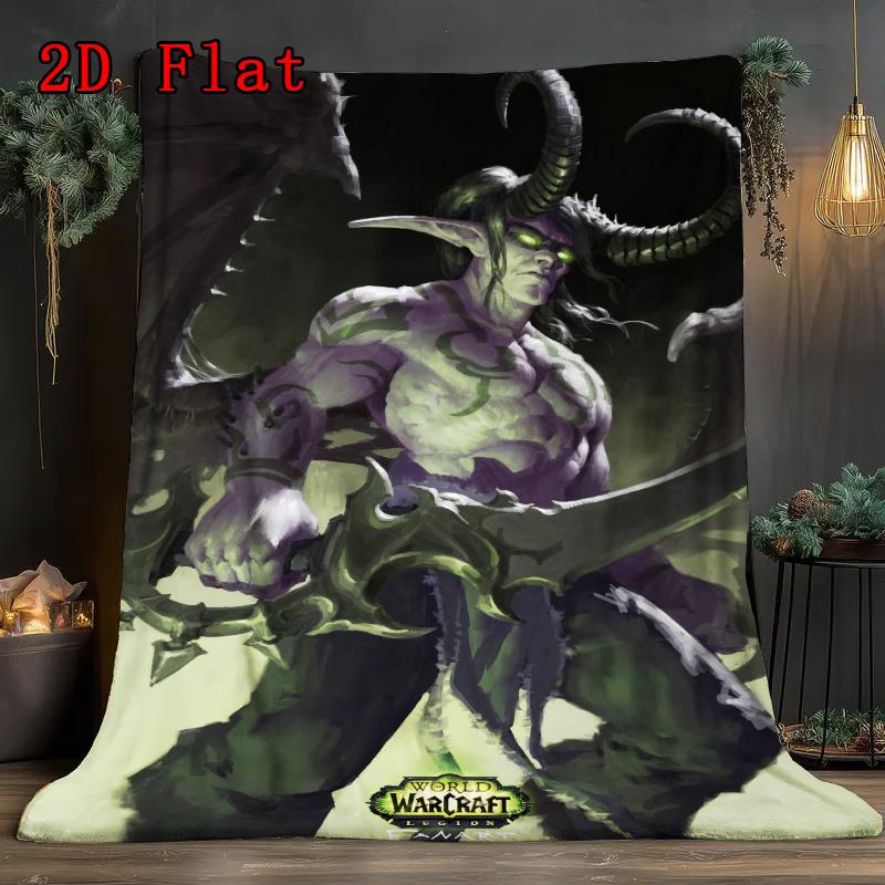 Illidan Leader of the Night Elves 2D Flat Pattern Flannel Blanket High quality All Seasons Warmth and Comfort Perfect for Christmas Gifts.DMT0925504