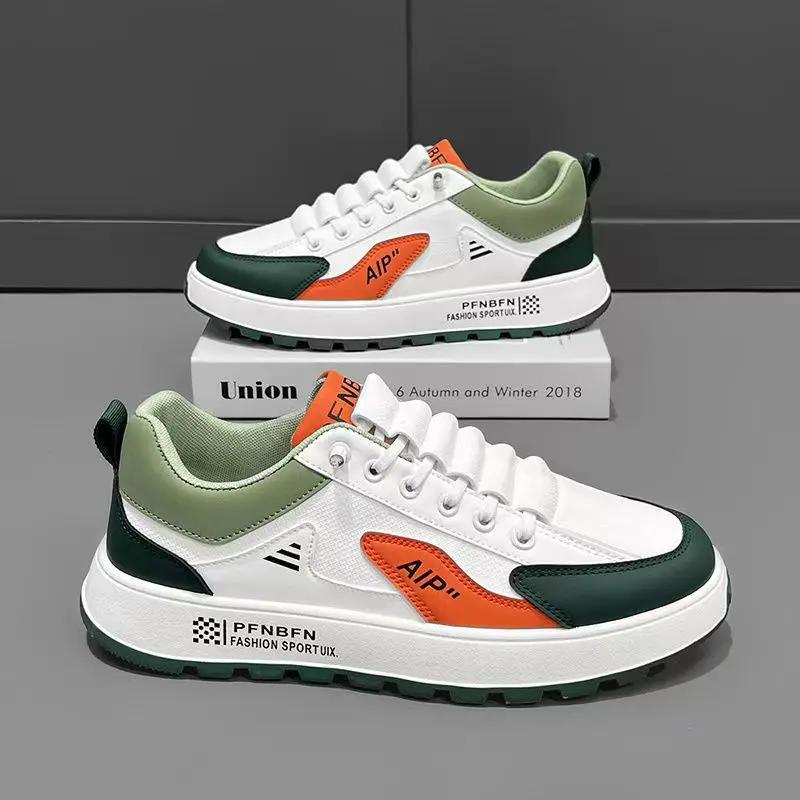 Men's Low Top Leather Sneakers - Fashionable Running & Casual Lace - Up Shoes