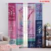 2pcs,2D Plane Printing Window Curtain Gymnastics Motivation Versatile 100% Polyester (without Rod) Home Decor for Living Room &