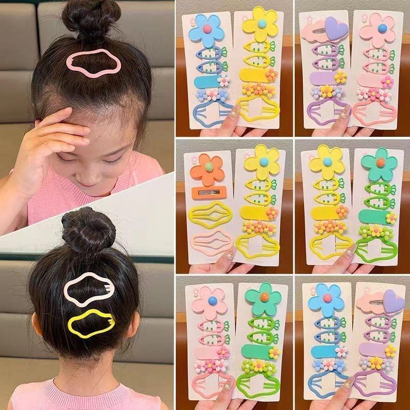 6Pcs/Set Colorful Flower Hair Clips Korean Cloud Cute Cartoon Girls Hairpins Sweet Baby BB Clip Barrettes Kids Hair Accessories