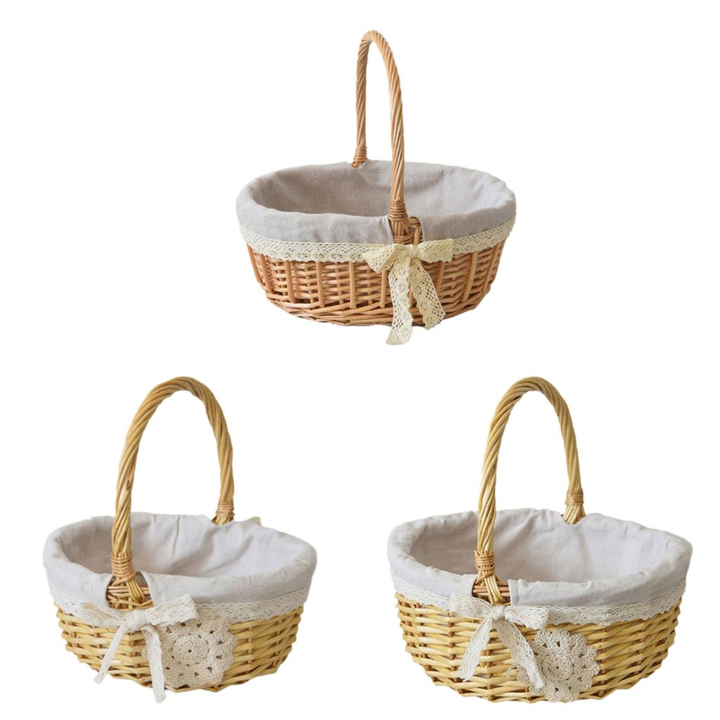 Portable Oval Handbasket With Fabric Lining Accessory for Shopping And Picnics Sturdy Willows Materials Designs