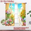 2D Flat Printing 2pcs Curtain Cute Cat Flower Garden Digital Printed Polyester Drapes All Season Party & Holiday Decor for