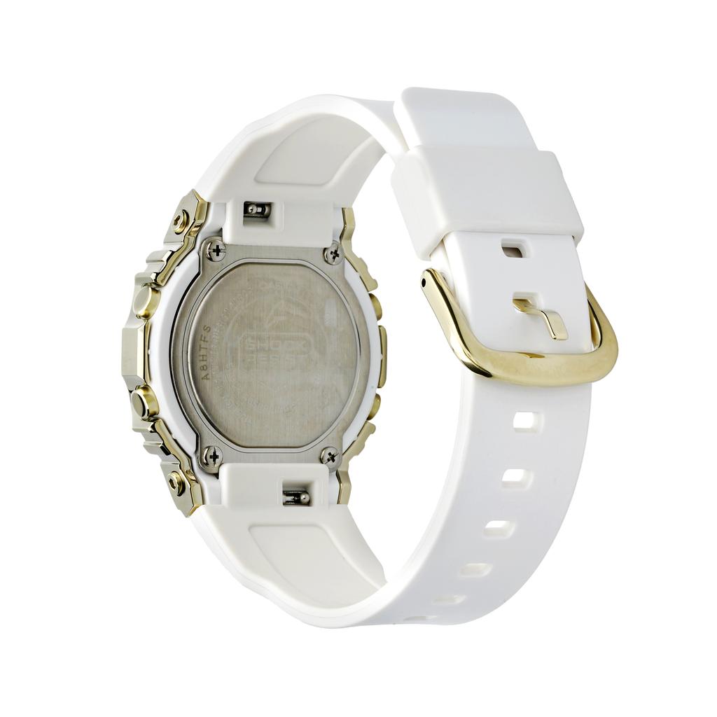 Casio G-Shock Metal Element Retro Square LCD Display Shockproof Waterproof Sports Quartz Watch Resin Strap Women watches White GM-S5600G-7PRD