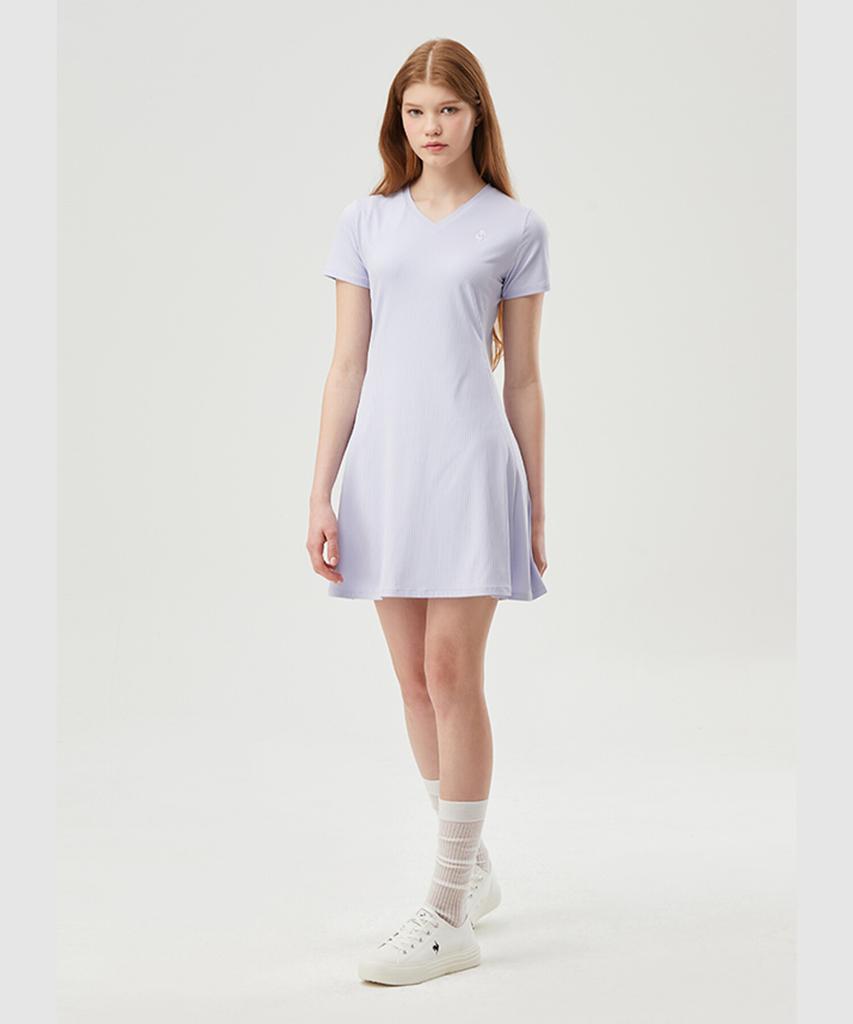 LECOQ Women'S Cool Cote Ribbed V-Neck Dress Purple (Qp222Oop42)