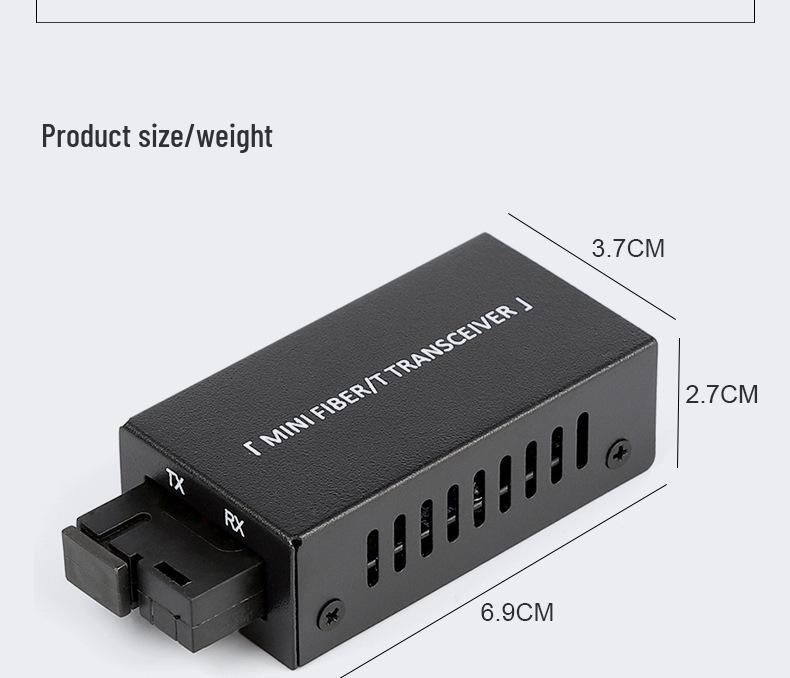 100 Megabit Mini Single-Mode Fiber Optic Transceiver, 1 Fiber, 1 Electrical, SC Port-A, Gigabit, Single-Fiber Pair