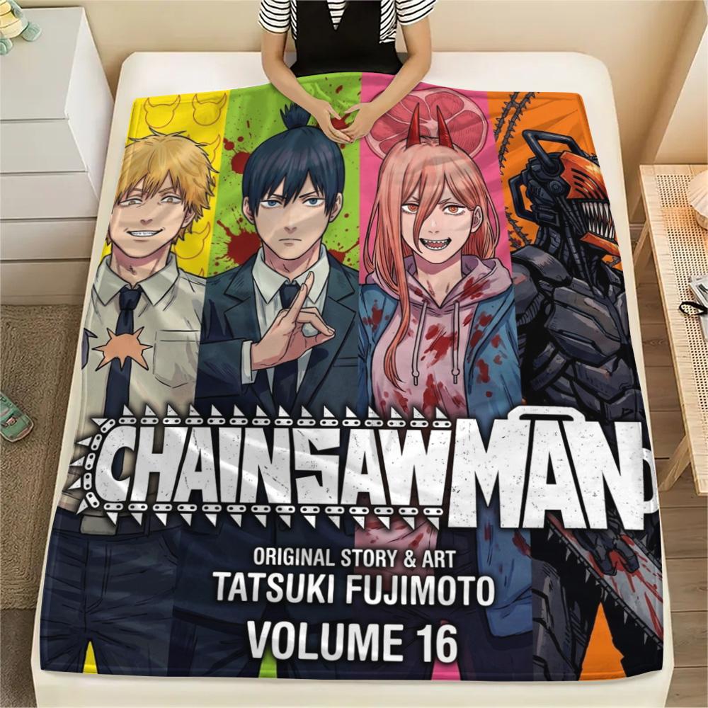 1PC Chainsaw Man Patterned Flannel Blanket Suitable For All Seasons For Home Decor Warmth And Comfort Gifts Holiday Present