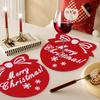 10PC Snowflake Printed Party Red Holiday Felt Coasters Table Decor Christmas Cup Mats Festive Absorbent Wool Beverage Decoration