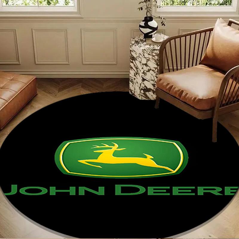 John Deere Logo Design Round Mat Home Decor, Chair Rug For livingroom,Bedroom, Doormat Home Decor Birthday Gift Christmas Gifts