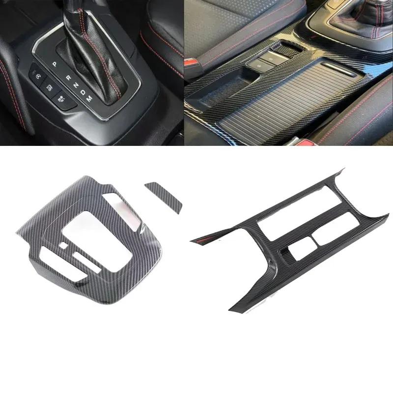 For Ford Focus   2024 ABS Carbon Fiber Center Console Water Cup Holder Cover Gear Shift Panel Decoration Car Accessories