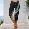 Damen Übergröße Abstrakter Türkis Goldener Fluid Art Druck Capri-Leggings Hoher Bund Weiche Dehnbare Verkürzte Leggings Für Sport Und Tägliche Kleidung