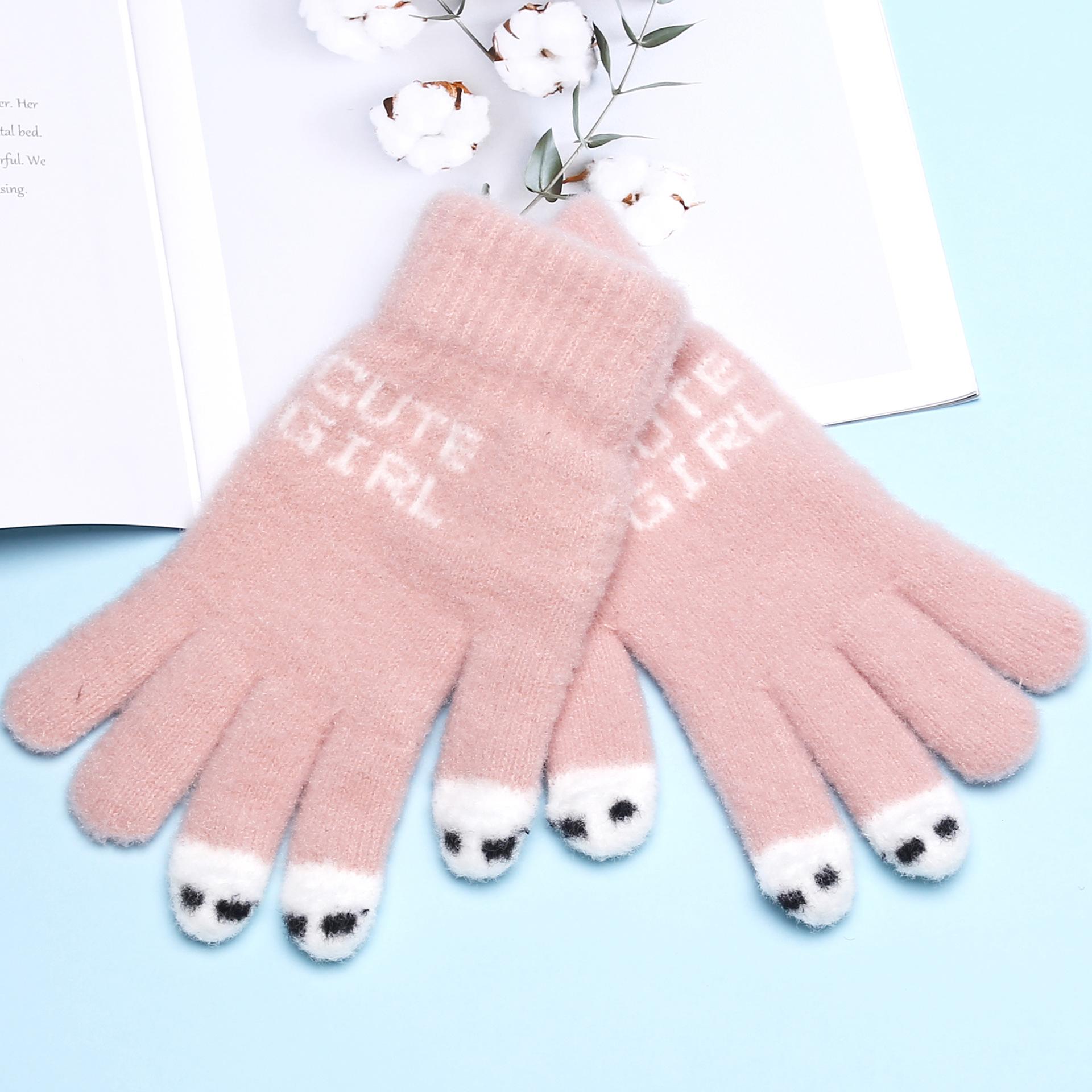 

Перчатки без пальцев, теплые и защищающие от холода плюшевые вязаные, милые студенты осенью и зимой, кончики пяти пальцев