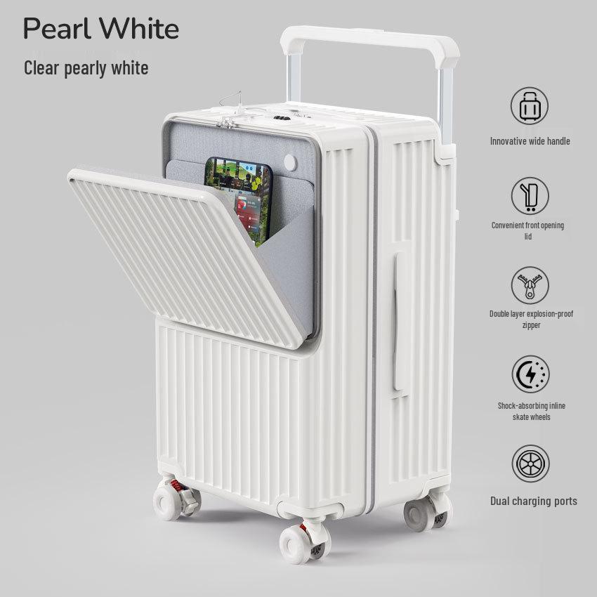 2025 Front-Opening Wide Pull Rod Carry-On Suitcase: Large Capacity, Durable PC Travel Case with Password