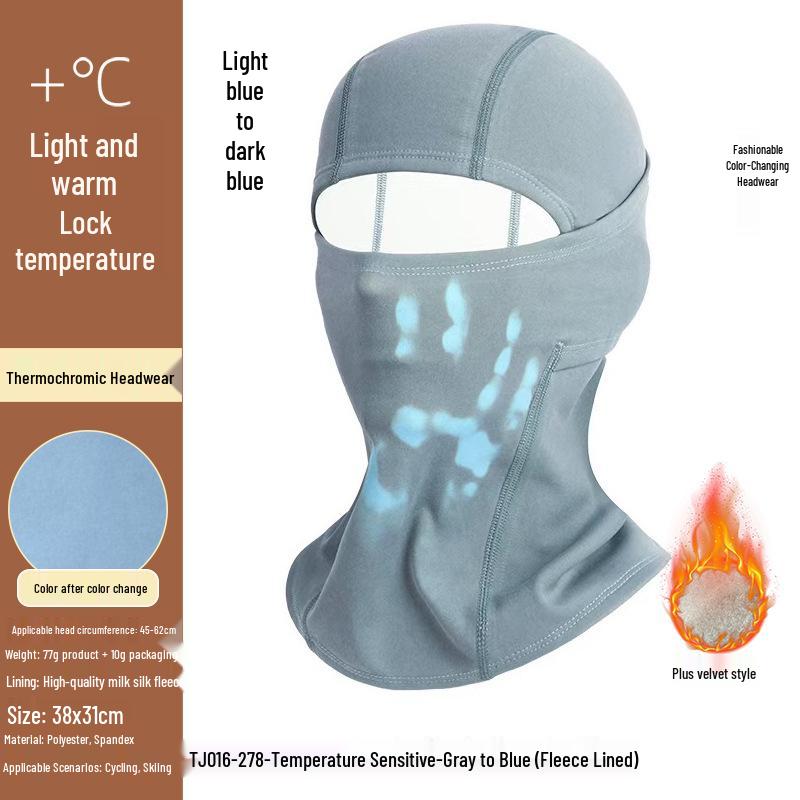 Color-Changing Thermal Winter Cycling Balaclava: Velvet-Lined, Windproof, Heat-Sensitive Ski Face Mask.