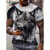 Vintage Wolf Grafik T-Shirt Herren Sommer Outdoor Herren Kurzarm T-Shirt Übergroßes Herren T-Shirt Mode Rundhals Herrenbekleidung