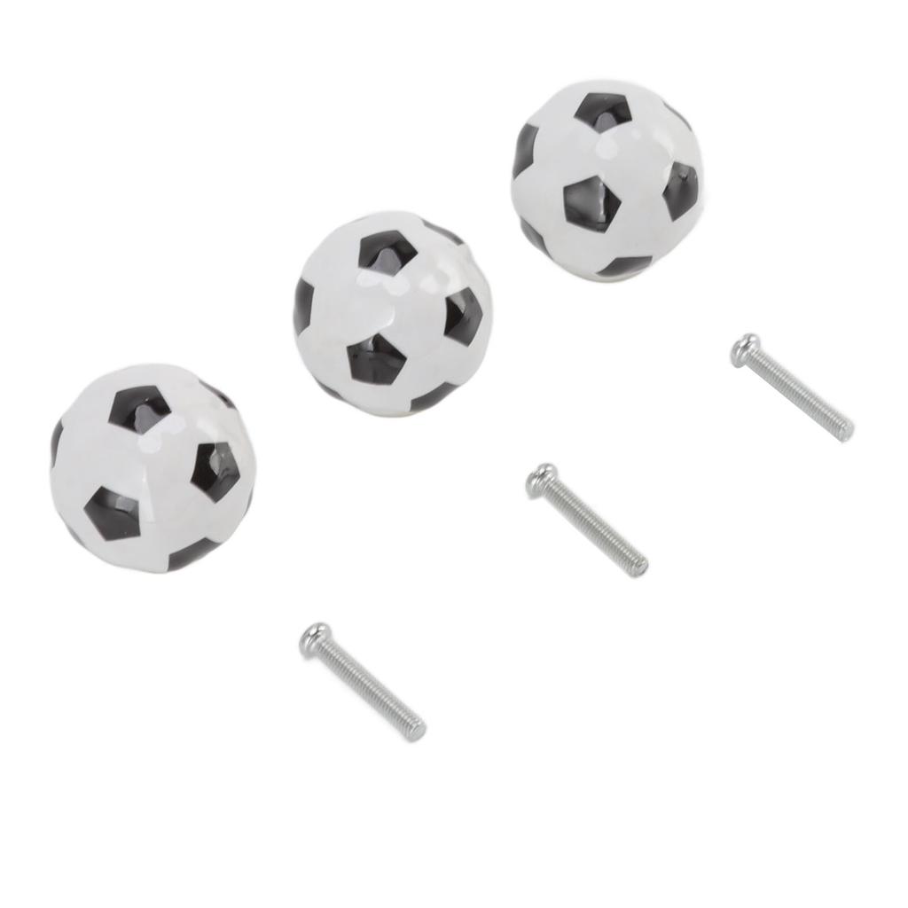 3 Set Football Cabinet Knobs Ball Sports Theme Single Hole Drawer Ceramic Handle Pulls for Cupboard Wardrobe