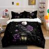 Raven, Lantern, Moonlit Elegance Exquisite Three-Piece Bedding Set Gift For Kids And Adults