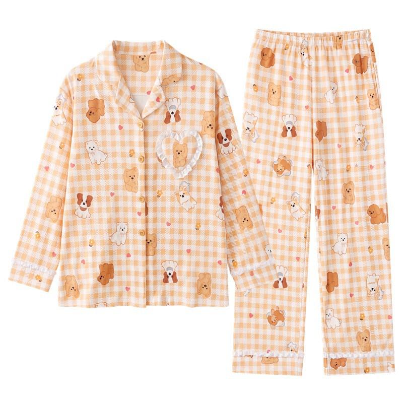 Girls Cotton Pajama Set Long Sleeve 2026 Cartoon Print Home Wear Ages 8 Comfortable Sleepwear