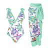 Fashion Women's Sexy Printed V Neck Strap Backless Beachwear Monokini Bikini Swimsuit  2 Piece Swimsuit