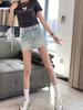 2024 Hot Rhinestone Denim Mini Skirt: Slimming Spicy Girl Summer Style for Women
