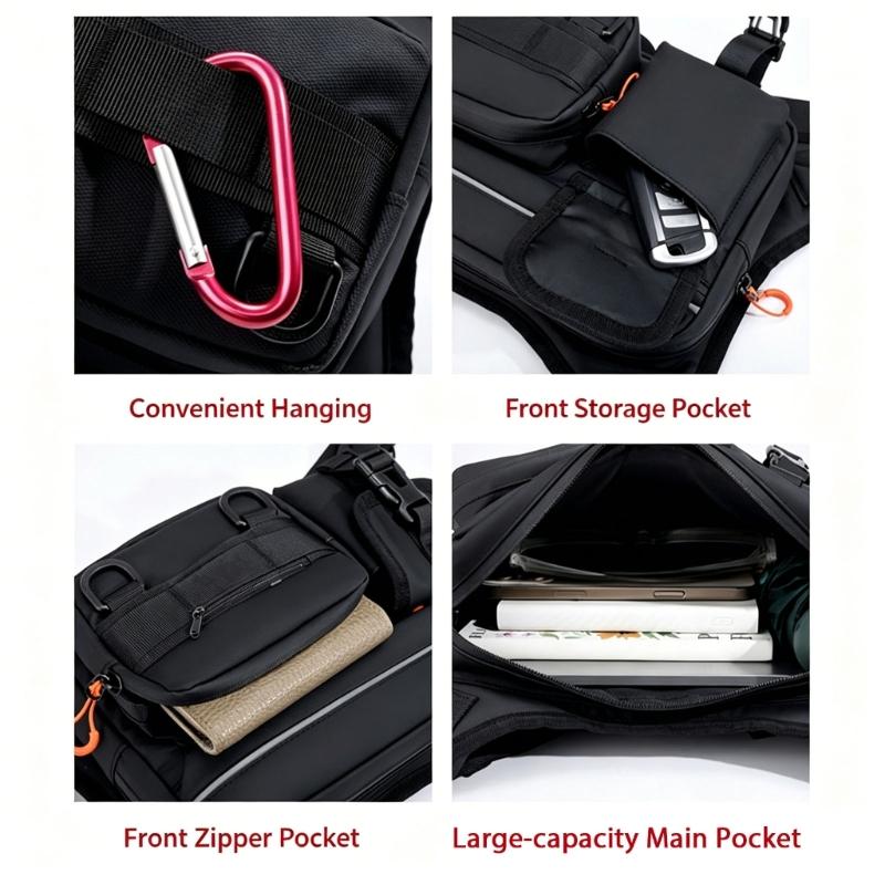 Mehrfaches Fach Kratzfeste Tasche Brusttasche Tragbare Angler-Brusttasche Spritzwassergeschützte Taschen mit Reflektoren