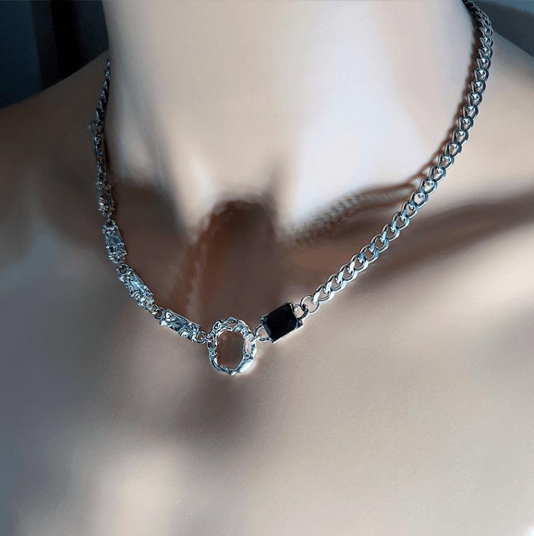 Unisex Strass Kreis Anhänger Halskette - Elegante Leichte Luxus Schlüsselbeinkette