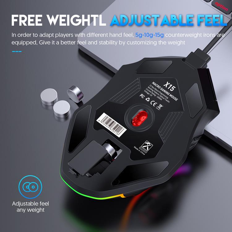 High-Speed 12800DPI RGB Gaming Mouse with 12-Key Macro Definition