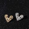 Rectangular Heart Brooch Lapel Shiny Hollow Out Rhinestone Pin Korean Style Elegant Hollow Heart Breastpin Clothing Accessories