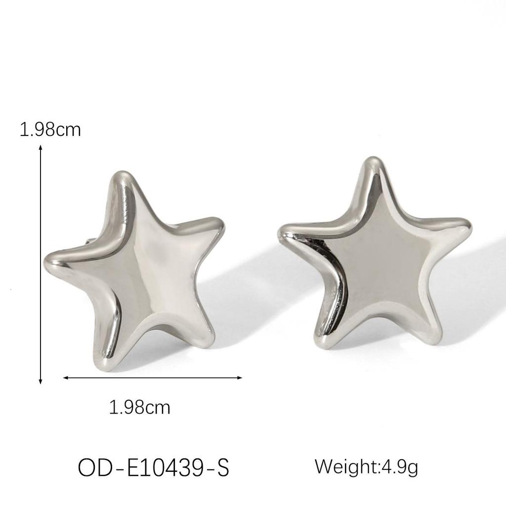 Ensemble de bijoux en acier titane étoile à cinq branches: Collier, Boucles d'oreilles et Bague en Or 18K et Argent