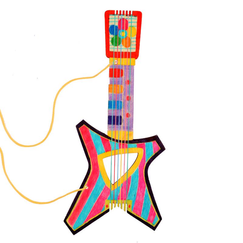Handgefertigte Holz Kinder DIY Malerei Kritzel Gitarre Schmuck und Musikinstrument für den Kindergarten