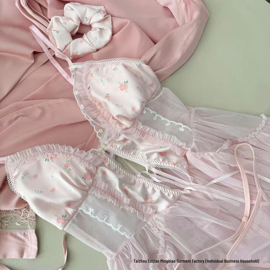 50970 Floral Mesh Nightgown with Bowknot and Removable Pads