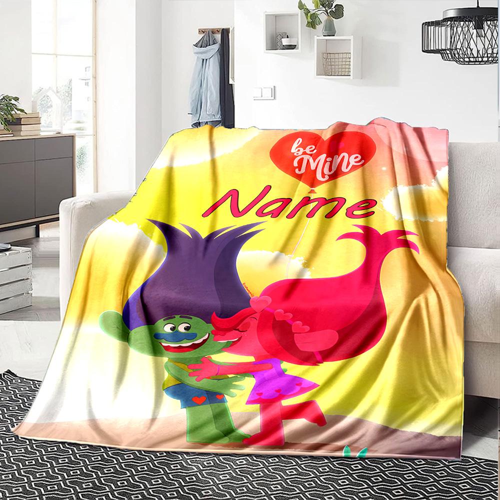 Customiz Name Personality Trolls Blanket Soft &Warm Sofa Office Bed Travel Lunch Break Blanket, Gift Suitable All Seasons