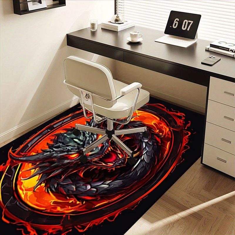 "Fiery Dragon Logo Art Print - Fantasy Beast Design"Office Mat Perfect for Home Decor Office Desk Chair Rugs Chair Carpet for Office Polyest