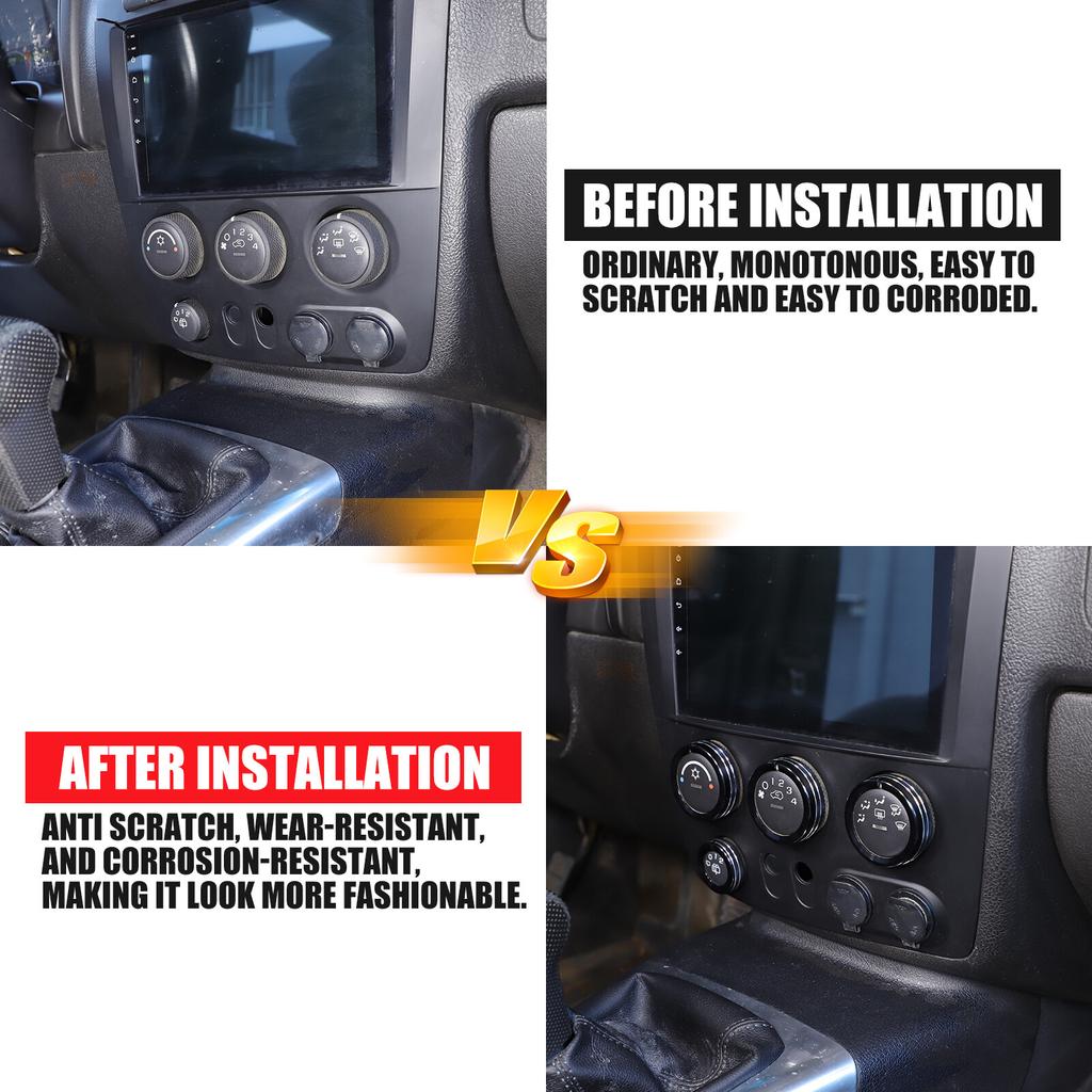 Black Alloy Center Console AC Switch Knob Cover Trim Ring For Hummer H3 2005-09