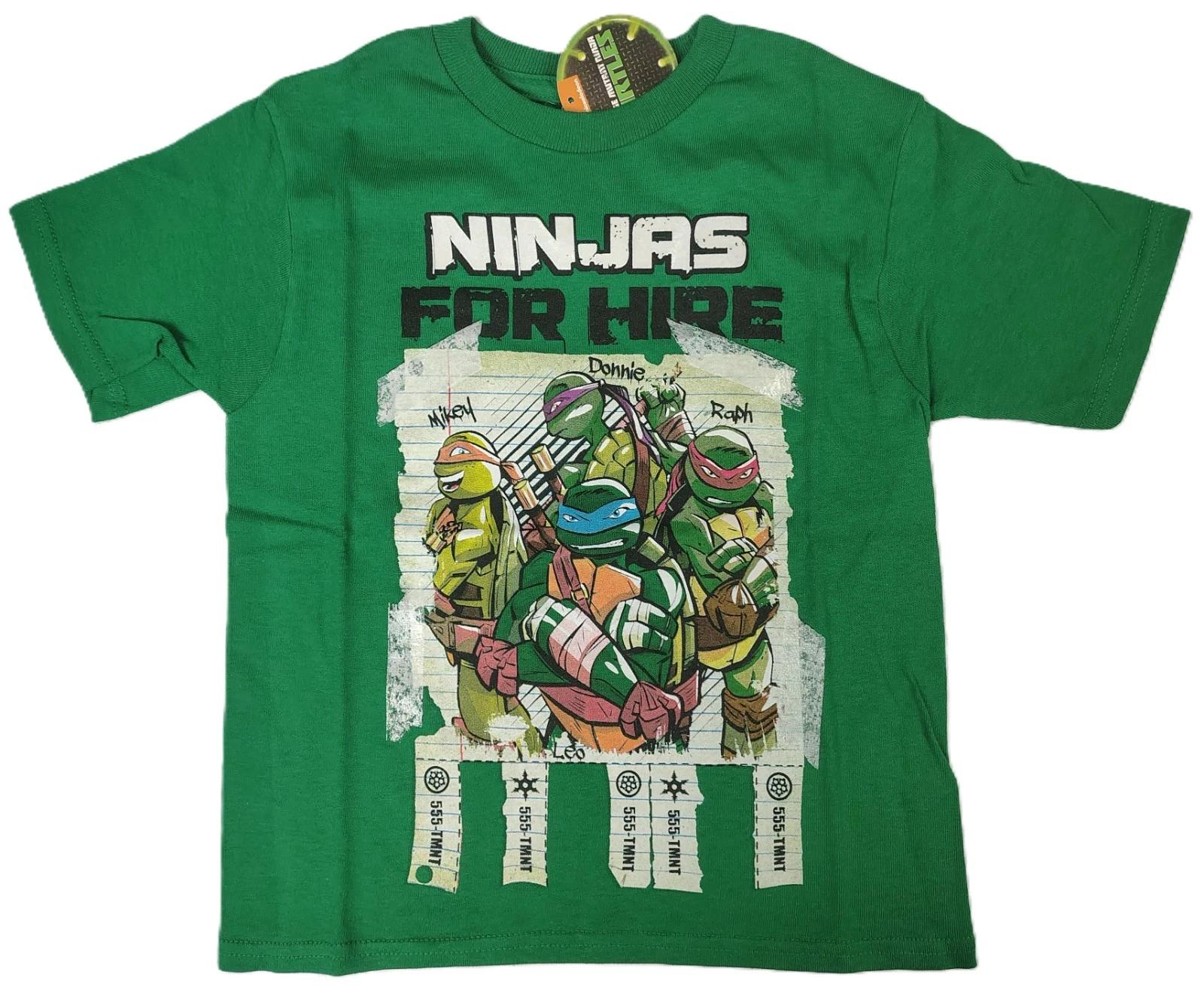 TMNT Teenage Mutant Ninja Turtles Boys Green  Ninjas For Hire  T-Shirt 120