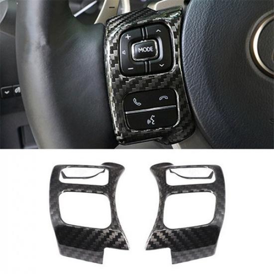 2x Real Carbon Fiber Car Steering Wheel Button Frame Sticker For Lexus NX 15-19