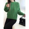 Semi-turtleneck twist knitted sweater women's winter new large size slightly fat mm loose and thin thickened warm top