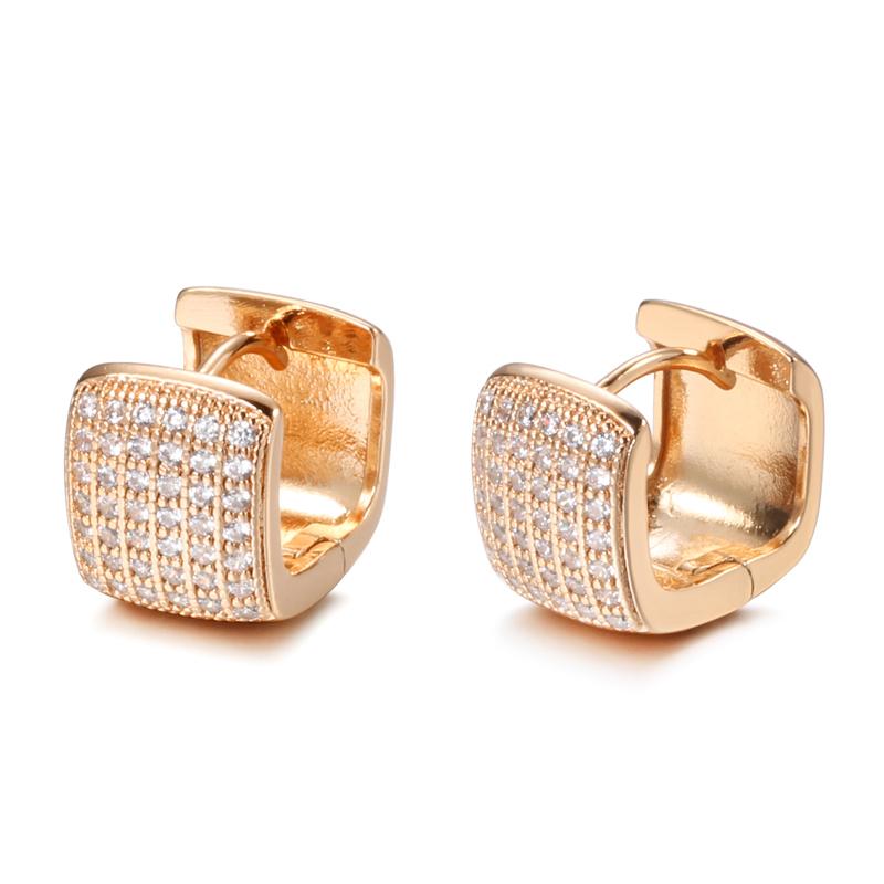 

Square Rose Gold Color Drop Earrings For Women Fashion Full Setting Natural Zircon Earring Fine Daily Jewelry